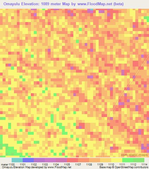 Omayulu,Namibia Elevation Map