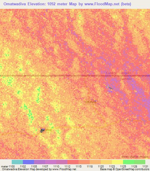 Omatwadiva,Namibia Elevation Map