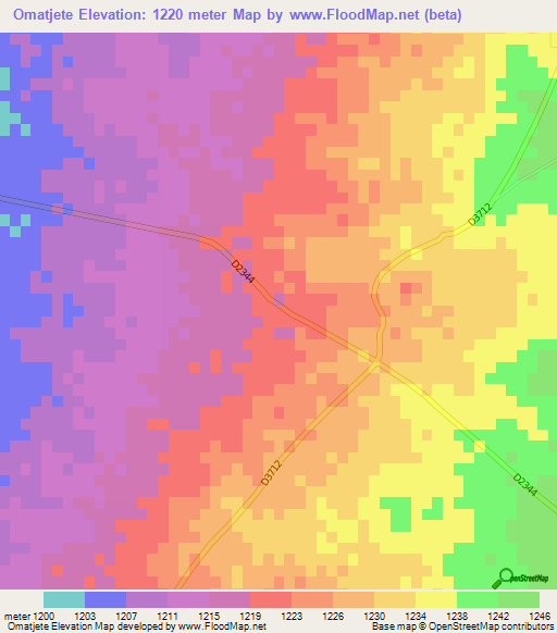 Omatjete,Namibia Elevation Map