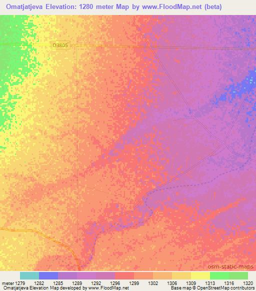 Omatjatjeva,Namibia Elevation Map