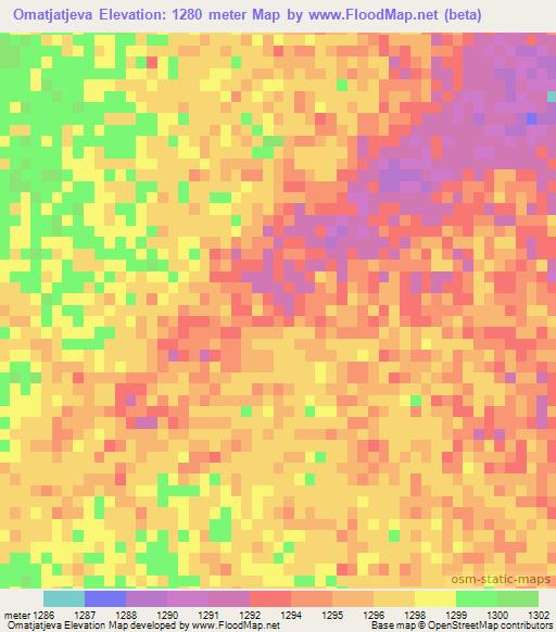 Omatjatjeva,Namibia Elevation Map