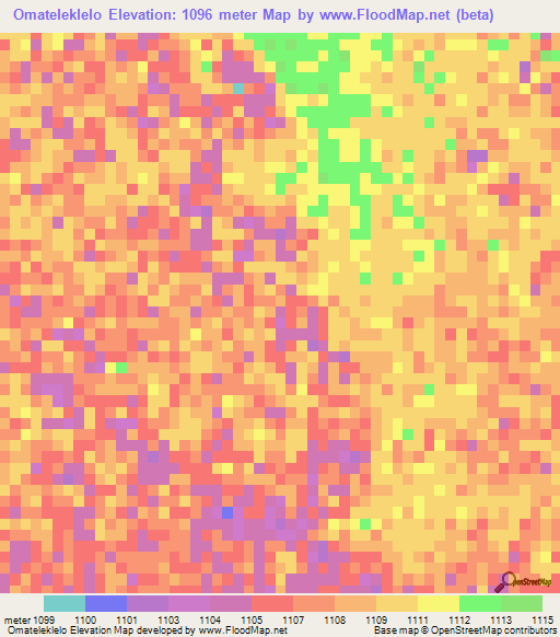 Omateleklelo,Namibia Elevation Map