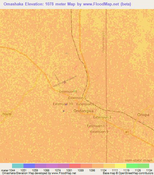 Omashaka,Namibia Elevation Map