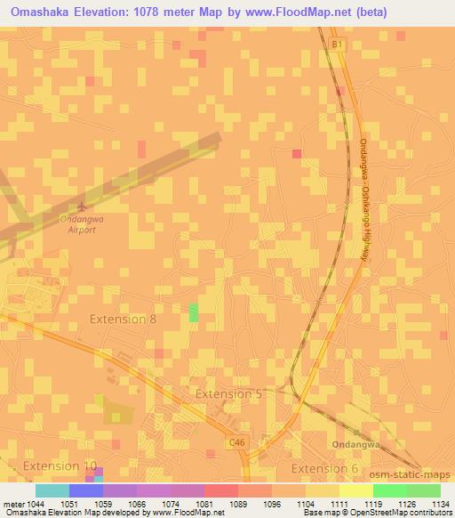 Omashaka,Namibia Elevation Map