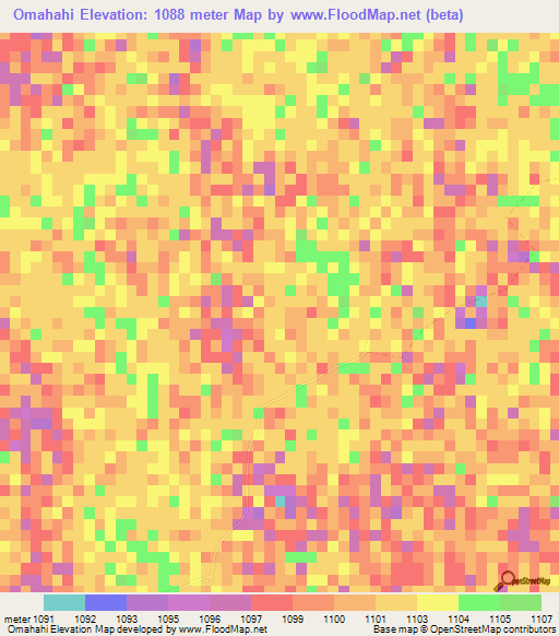 Omahahi,Namibia Elevation Map
