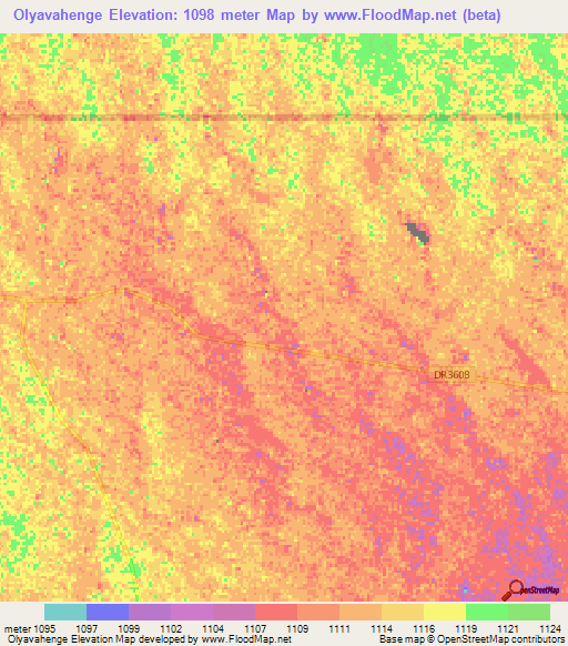 Olyavahenge,Namibia Elevation Map