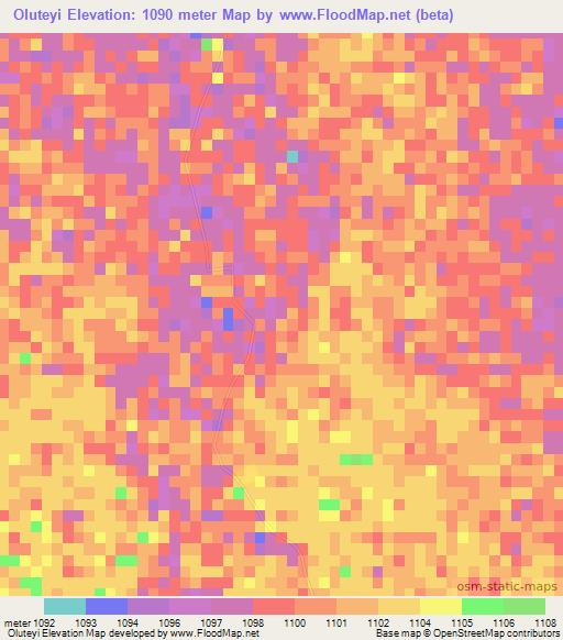 Oluteyi,Namibia Elevation Map