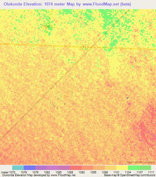 Olukonda,Namibia Elevation Map