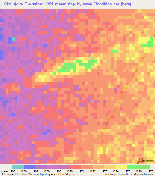 Okoutjove,Namibia Elevation Map