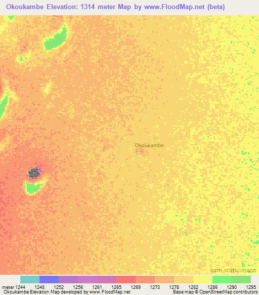 Okoukambe,Namibia Elevation Map