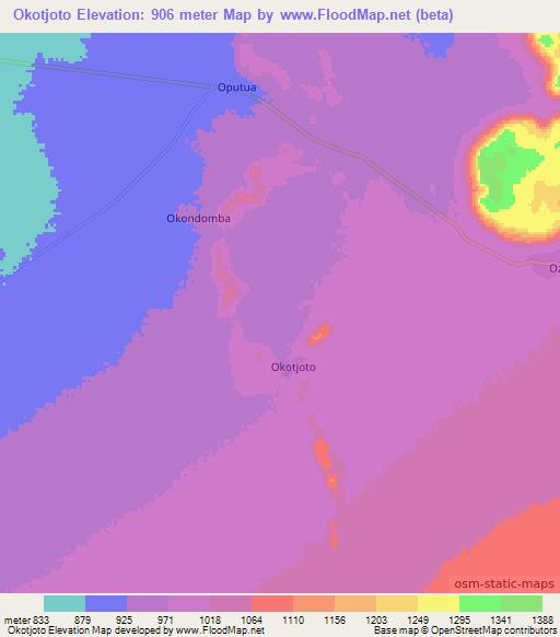 Okotjoto,Namibia Elevation Map