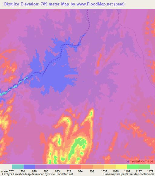 Okotjize,Namibia Elevation Map