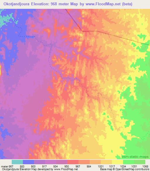 Okotjandjoura,Namibia Elevation Map