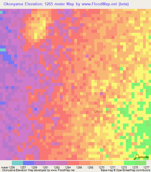 Okonyama,Namibia Elevation Map