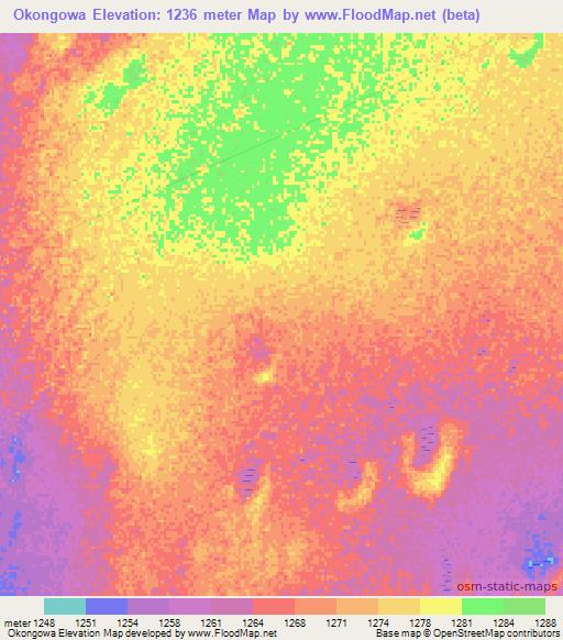 Okongowa,Namibia Elevation Map