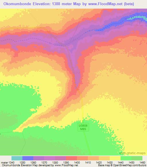 Okomumbonde,Namibia Elevation Map