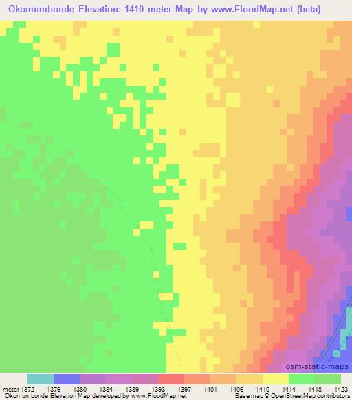 Okomumbonde,Namibia Elevation Map