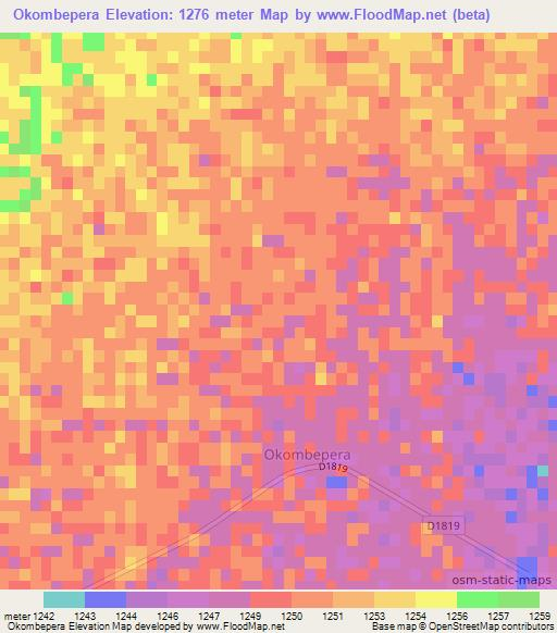 Okombepera,Namibia Elevation Map