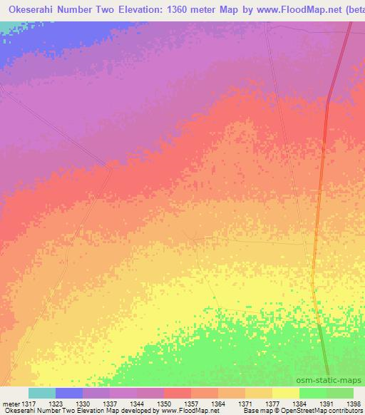 Okeserahi Number Two,Namibia Elevation Map