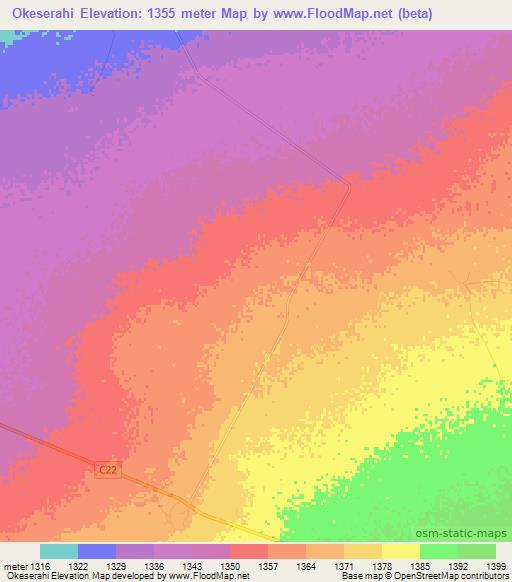 Okeserahi,Namibia Elevation Map