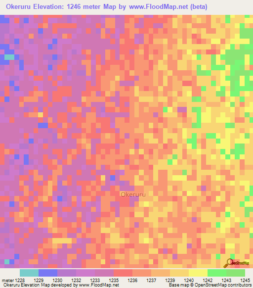 Okeruru,Namibia Elevation Map