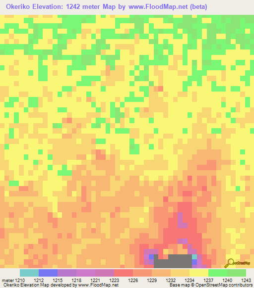 Okeriko,Namibia Elevation Map