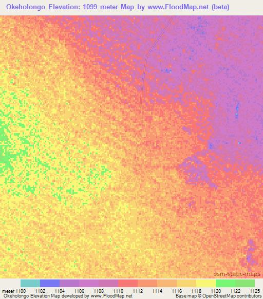 Okeholongo,Namibia Elevation Map