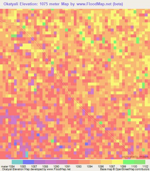 Okatyali,Namibia Elevation Map