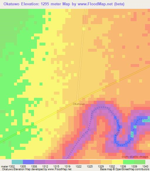 Okatuwo,Namibia Elevation Map