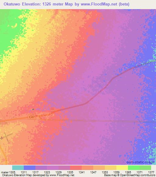 Okatuwo,Namibia Elevation Map