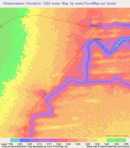 Okatumwama,Namibia Elevation Map