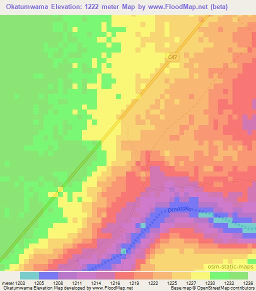 Okatumwama,Namibia Elevation Map