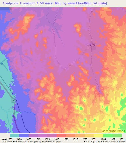 Okatjsoroi,Namibia Elevation Map