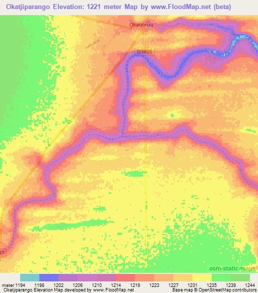 Okatjiparango,Namibia Elevation Map
