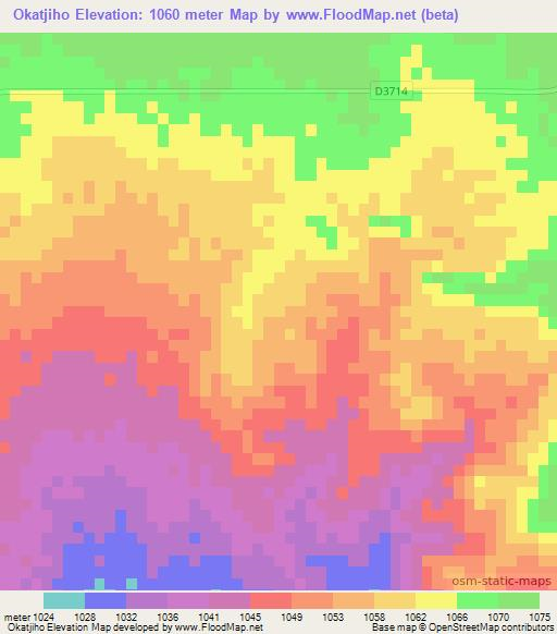 Okatjiho,Namibia Elevation Map
