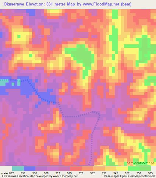 Okaserawe,Namibia Elevation Map