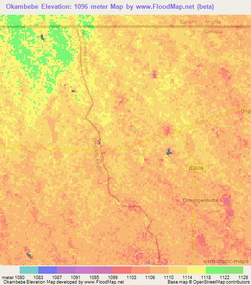 Okambebe,Namibia Elevation Map
