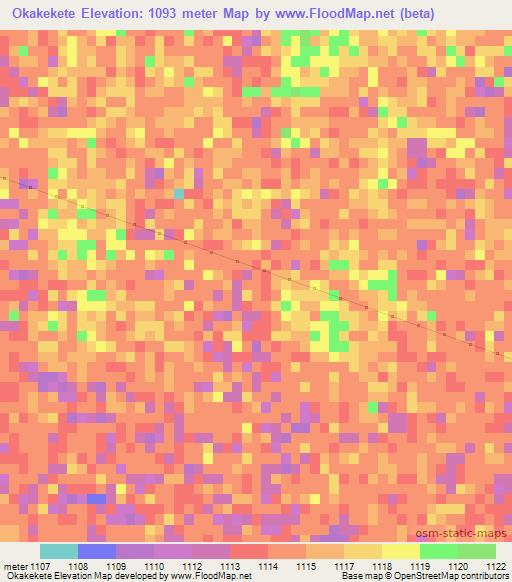 Okakekete,Namibia Elevation Map