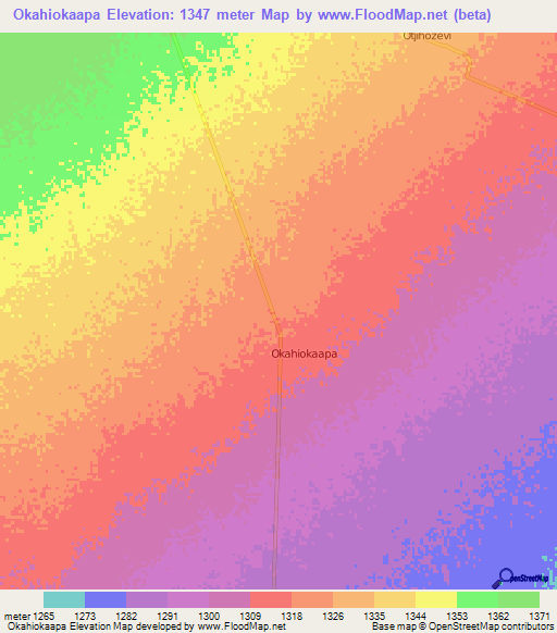 Okahiokaapa,Namibia Elevation Map