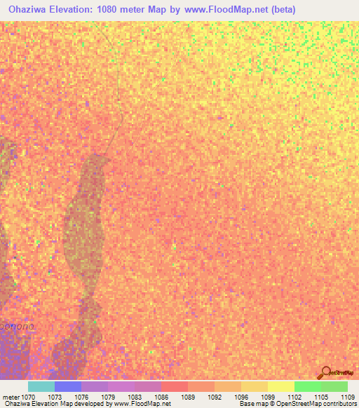Ohaziwa,Namibia Elevation Map