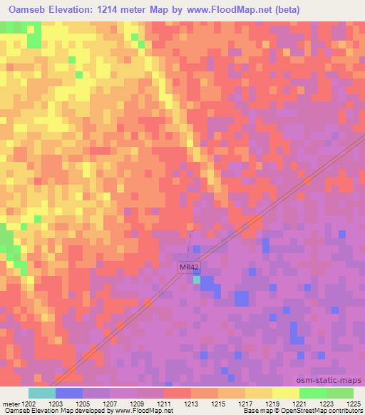 Oamseb,Namibia Elevation Map