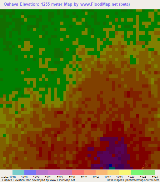 Oahava,Namibia Elevation Map