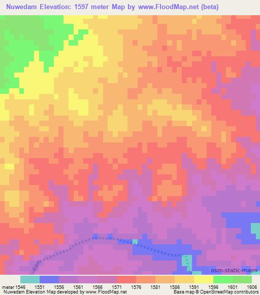 Nuwedam,Namibia Elevation Map