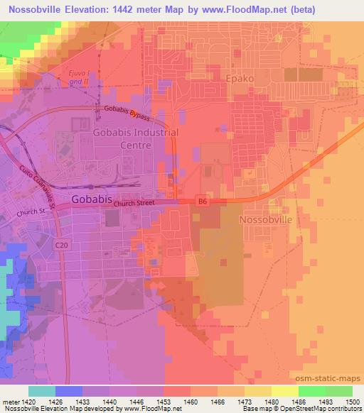 Nossobville,Namibia Elevation Map