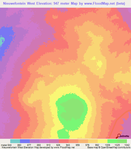Nieuwefontein West,Namibia Elevation Map