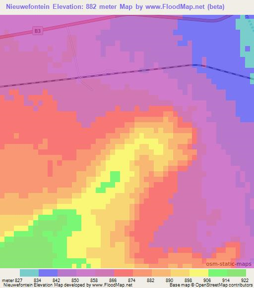 Nieuwefontein,Namibia Elevation Map