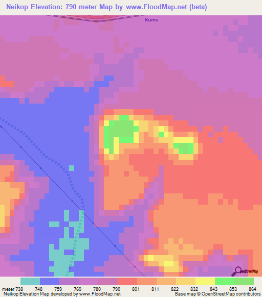 Neikop,Namibia Elevation Map