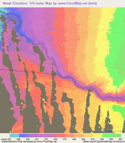 Natab,Namibia Elevation Map