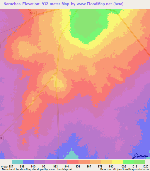 Naruchas,Namibia Elevation Map