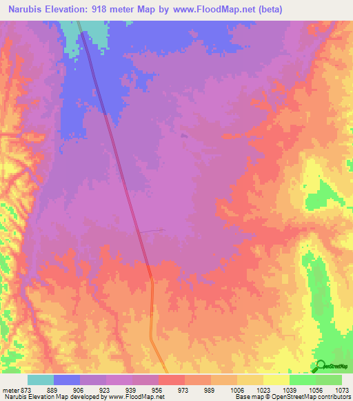 Narubis,Namibia Elevation Map